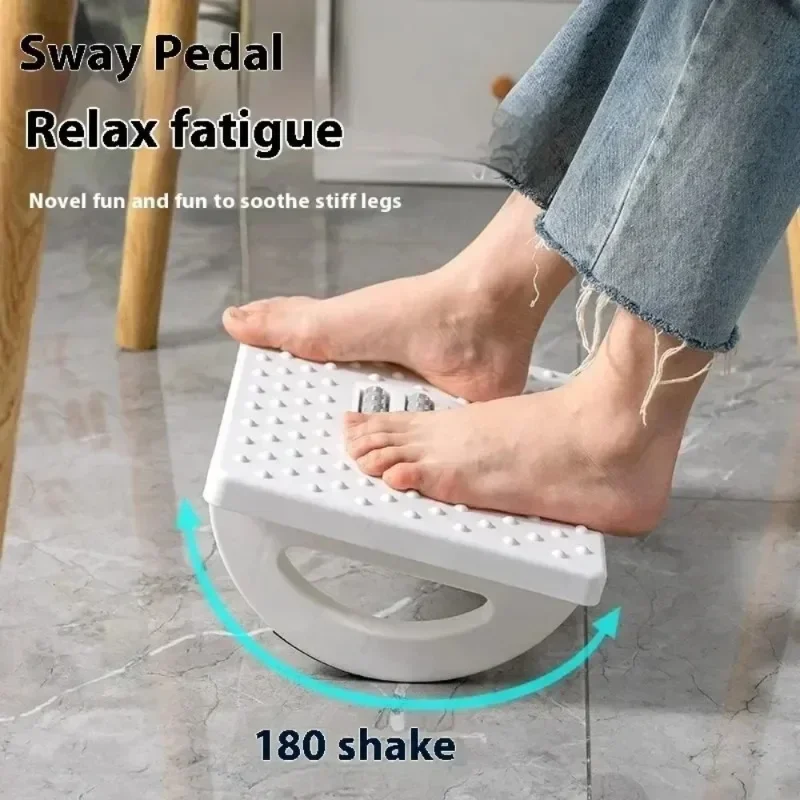 Footrest Under Desk - ที่วางเท้าใต้โต๊ะ ที่วางเท้าแบบโยกพร้อมลูกกลิ้งนวด ที่วางเท้าเพื่อการผ่อนคลายเท้า ช่วยการไหลเวียนโลหิต สำหรับใช้ที่บ้าน ห้องเรียน