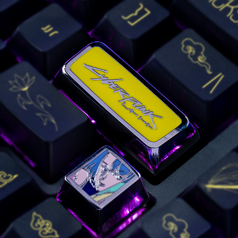 Keyboard Tenkeyless - คีย์แคปอนิเมะ ธีมไซเบอร์พังค์ 2077 คีย์บอร์ดกลไก วัสดุโลหะ คีย์แคปสำหรับคีย์บอร์ดเกมมิ่งพีซี