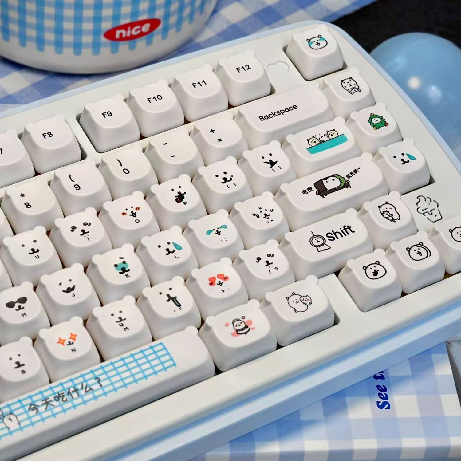 คีย์แคปการ์ตูนหมีน่ารักแบบ PBT - Keyboard Tenkeyless บทวิจารณ์และราคา